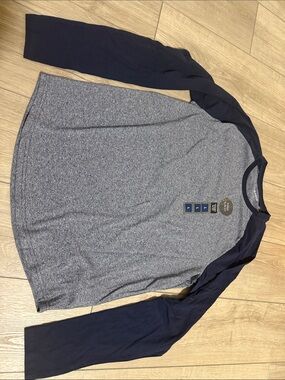Primark Grey Body Navy Sleeve Raglan Long Sleeve Shirt